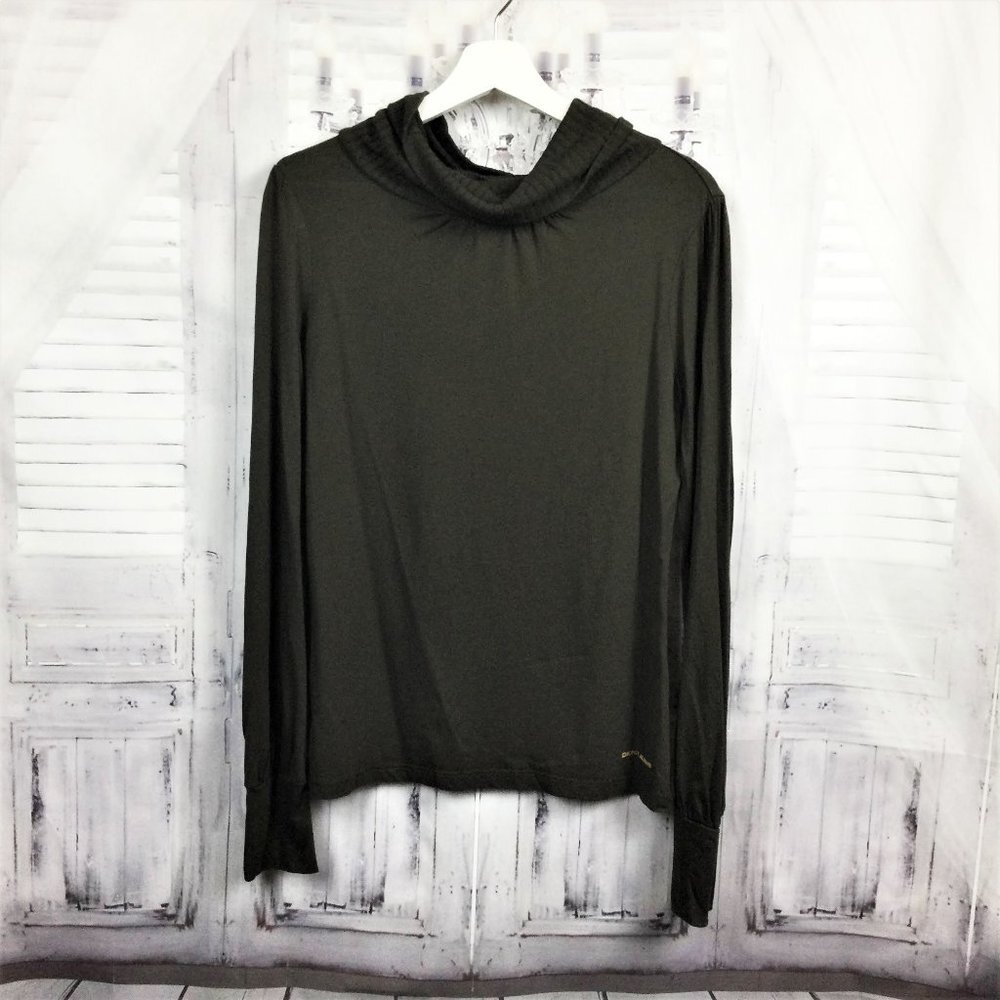 DKNY Jeans Turtleneck Cowl Long Sleeve Green Top L